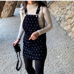 Topshop Polkadot Corduroy Overall Dress